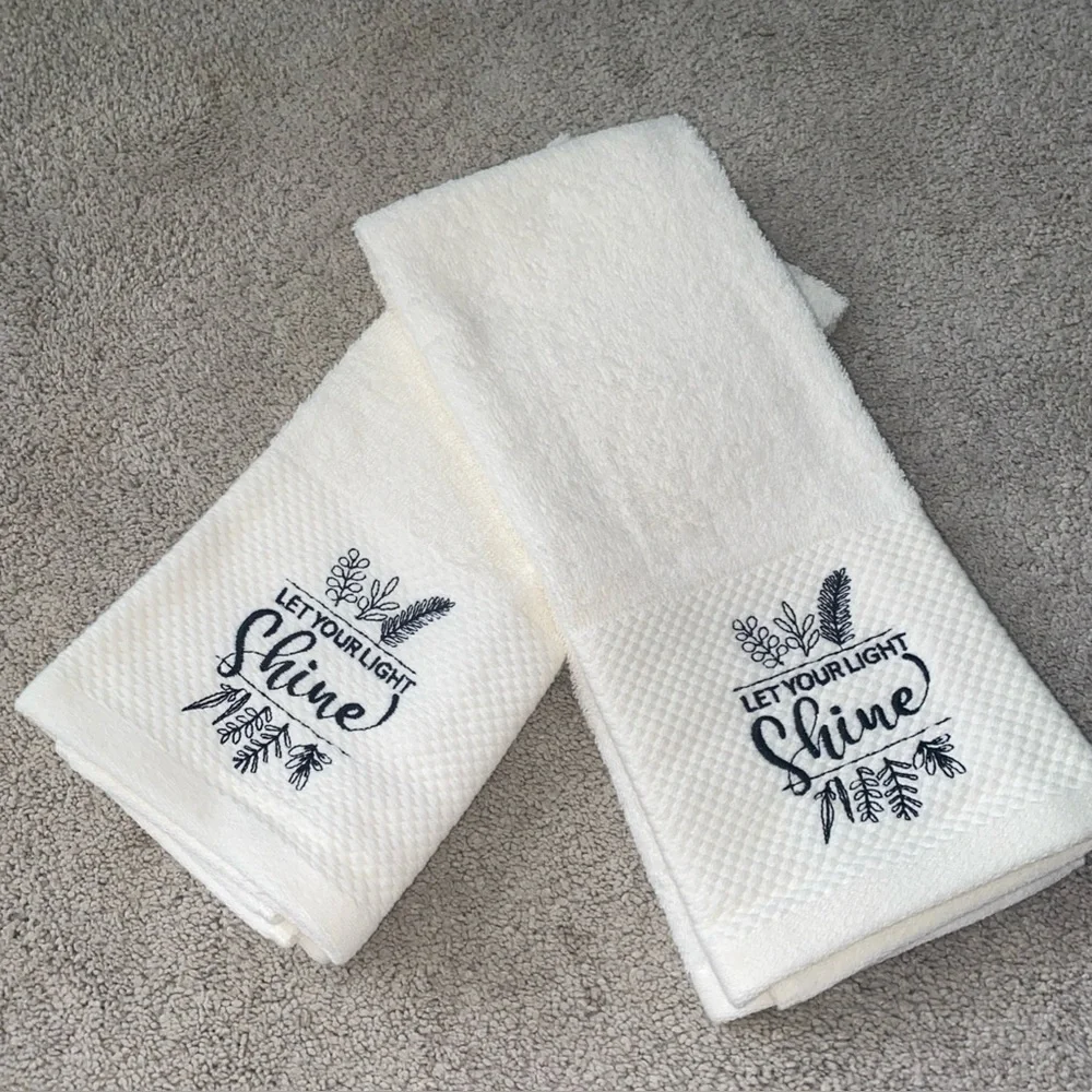 Kassa Decor Cotton “Let Your Light Shine” Religious Dish Kitchen‎ Towel Set Of 2